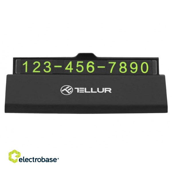 Tellur Temporary car parking phone number card black фото 1