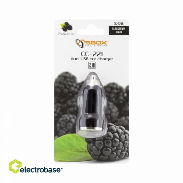Sbox Dual USB Car Charger CC-221B blackberry black фото 4