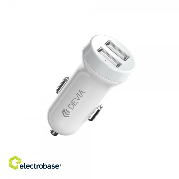 Devia Smart series car charger suit for Lightning (5V3.1A,2USB) white фото 1