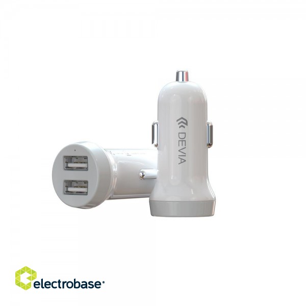 Devia Smart series car charger suit for Lightning (5V3.1A,2USB) white фото 3