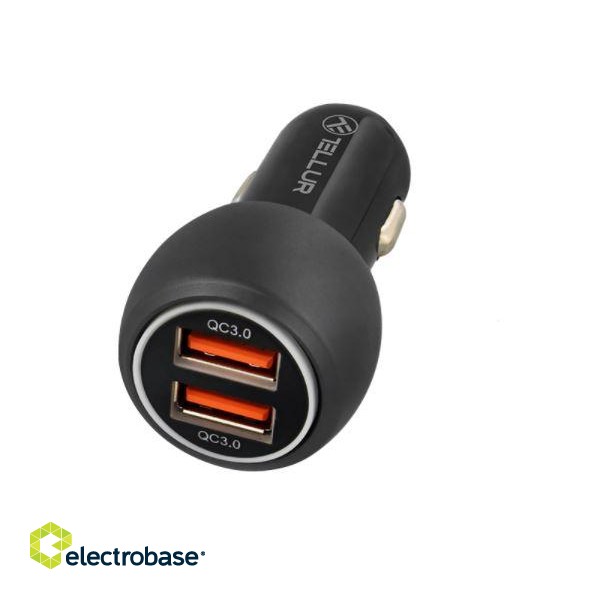 Tellur Dual USB Car Charger With QC 3.0, 6A black image 1