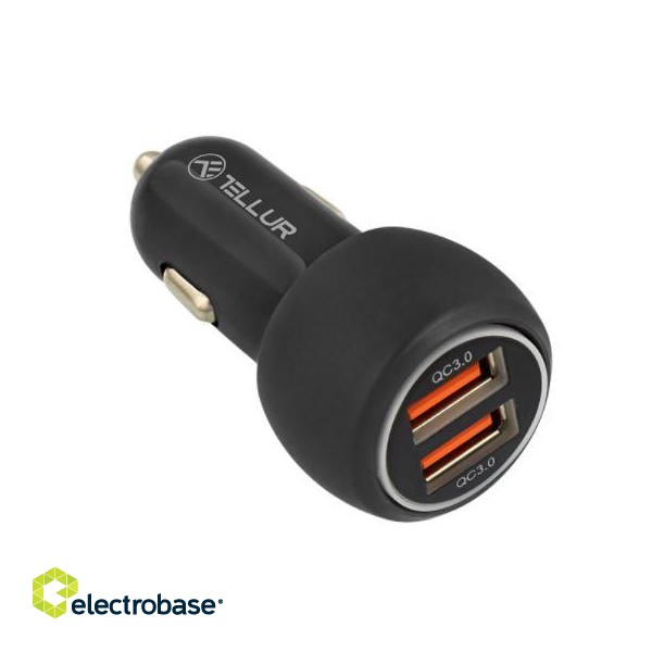 Tellur Dual USB Car Charger With QC 3.0, 6A black image 3