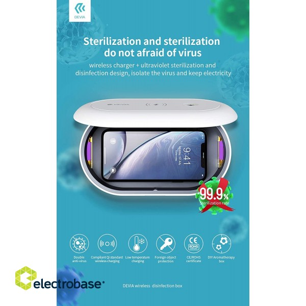 Devia Wireless Charging Disinfection box white фото 10