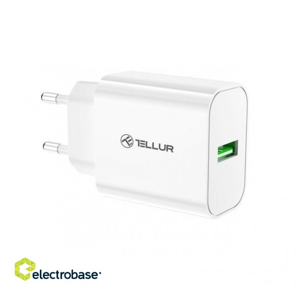Tellur USB-A Wall Charger 18W with QC3.0 White paveikslėlis 1