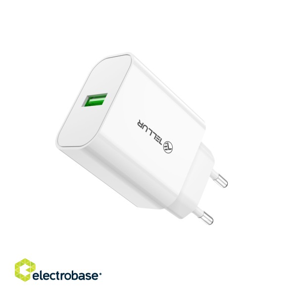 Tellur USB-A Wall Charger 18W with QC3.0 White image 4