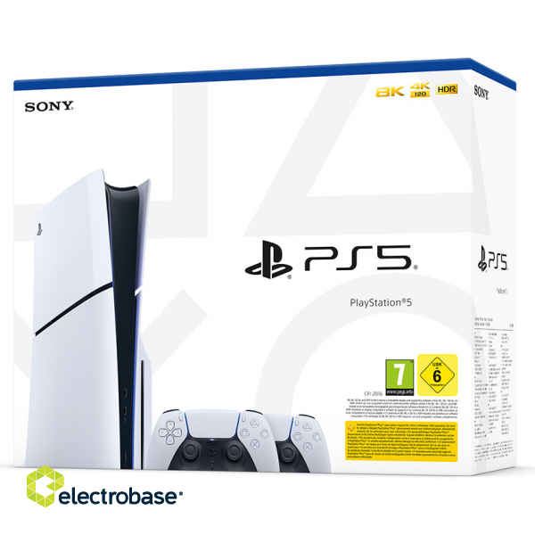 Sony Playstation 5 Slim 825GB BluRay (PS5) White + 2 Dualsense controllers фото 2