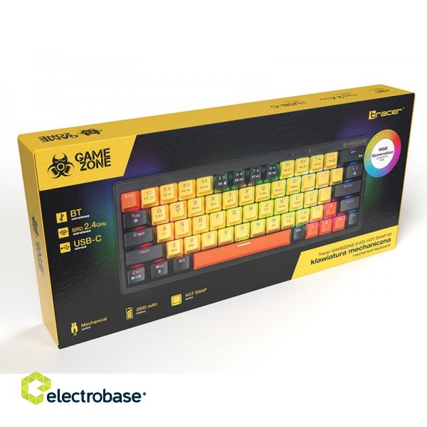 Keyboards and Mice // Keyboards // Klawiatura mechaniczna Tracer GAMEZONE EVO2 HOT SWAP 63 (Yellow) image 6