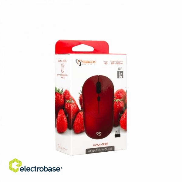 Sbox Wireless Optical Mouse WM-106 red image 4