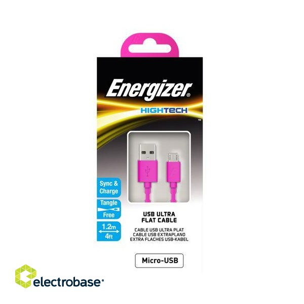 Energizer Hightech Ultra Flat Micro-USB Cable 1.2m pink (C21UBMCGPK4) paveikslėlis 2