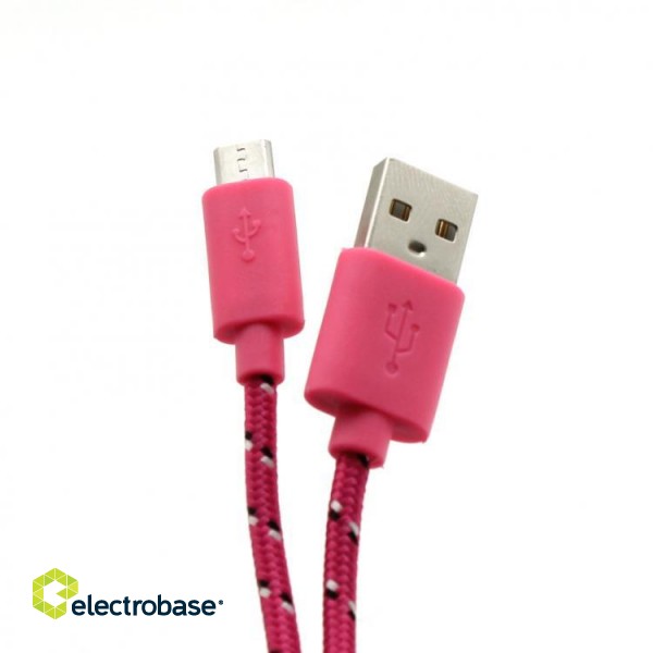 Sbox USB->Micro USB 1M USB-1031P pink paveikslėlis 1