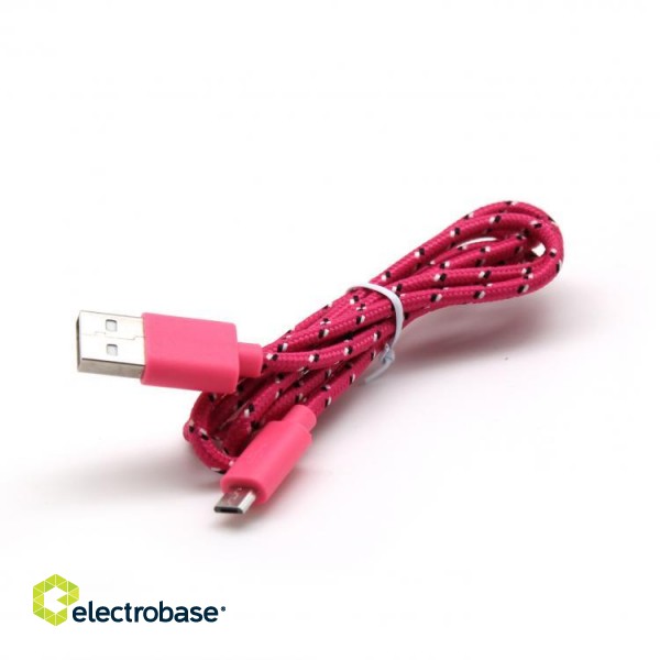 Sbox USB->Micro USB 1M USB-1031P pink paveikslėlis 2