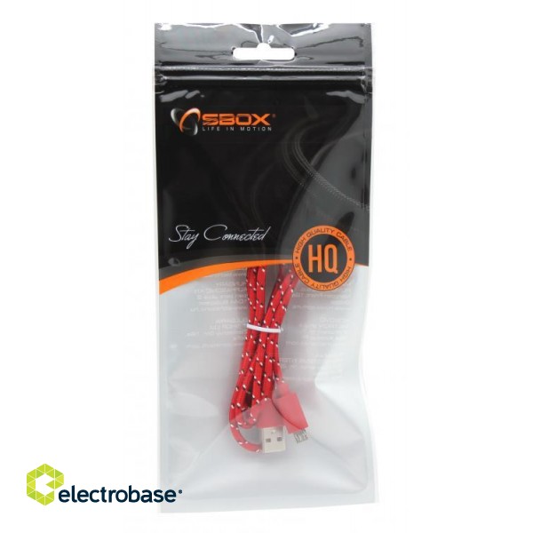 Sbox USB->Micro USB 1M USB-1031R red paveikslėlis 4