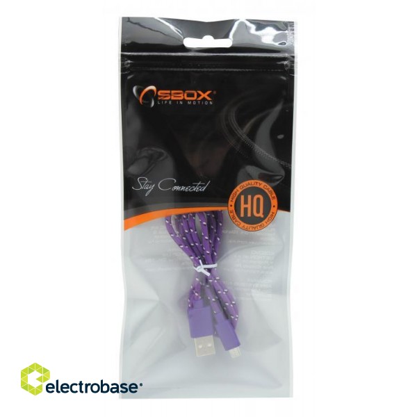 Sbox USB->Micro USB 1M USB-1031U purple paveikslėlis 4