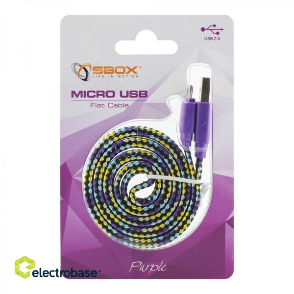 Sbox USB->Micro USB 2.0 M/M 1m colorfull blister purple image 1
