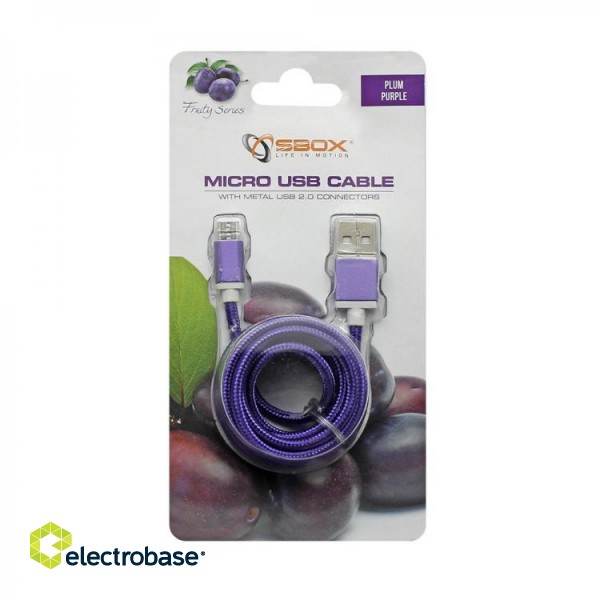 Sbox USB->Micro USB M/M 1m USB-10315U plum purple paveikslėlis 3