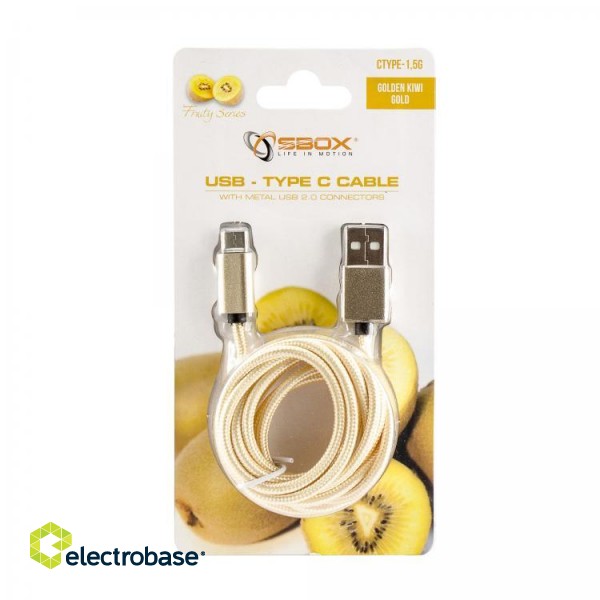 Sbox USB-TYPEC-15G USB->Type C M/M 1.5m fruity gold paveikslėlis 2