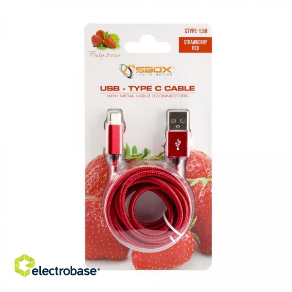 Sbox USB-TYPEC-15R USB->Type C M/M 1.5m fruity red paveikslėlis 2