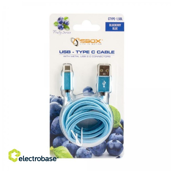 Sbox USB->Type C M/M 1.5m CTYPE-1.5BL blue фото 2
