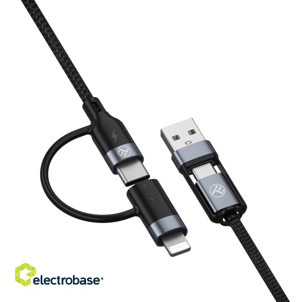 Tellur 4in1 Cable USB/Type-C to Type-C (PD65W)/Lightning (PD20W) 1m black image 3