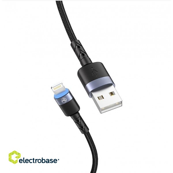 Tellur Data cable USB to Lightning LED, Nylon Braided, 1.2m black image 3