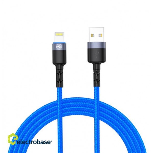 Tellur Data Cable USB to Lightning with LED Light, 3A 1.2m Blue image 1