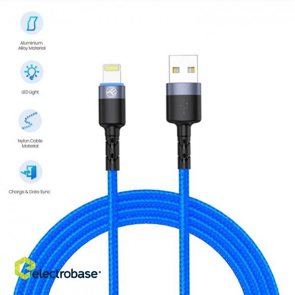Tellur Data Cable USB to Lightning with LED Light, 3A 1.2m Blue фото 2