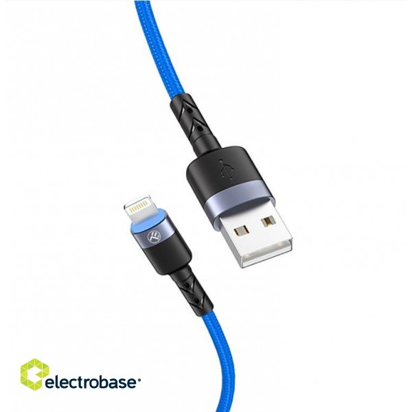 Tellur Data Cable USB to Lightning with LED Light, 3A 1.2m Blue image 3