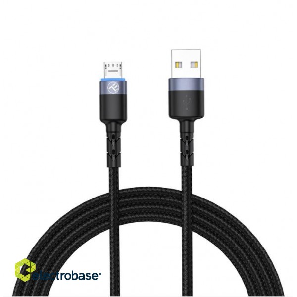 Tellur Data Cable USB to Micro USB LED Nylon Braided 1.2m Black фото 1