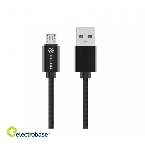 Tellur Data cable, USB to Micro USB, Nylon Braided, 1m black paveikslėlis 2