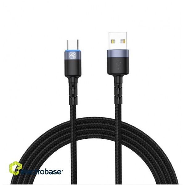 Tellur Data Cable USB to Type-C LED Light Nylon 2m Black image 1