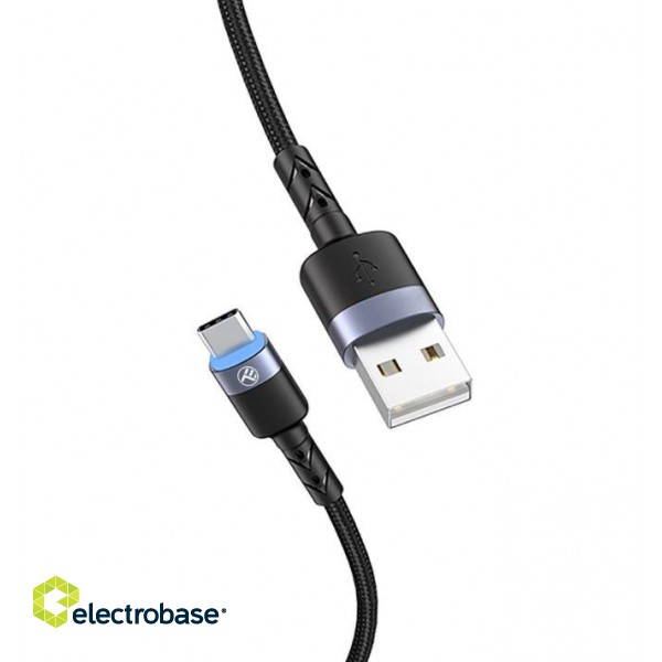 Tellur Data Cable USB to Type-C LED Nylon Braided 1.2m Black фото 2