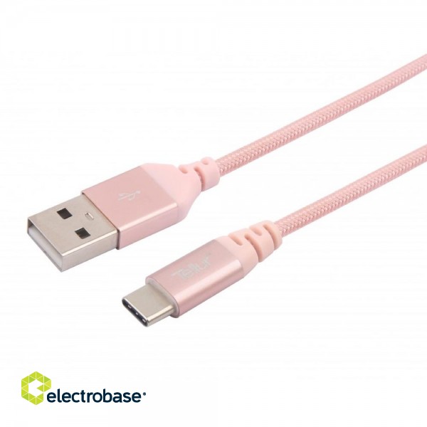 Tellur Data cable, USB to Type-C, made with Kevlar, 3A, 1m rose gold фото 1