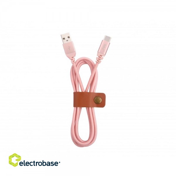 Tellur Data cable, USB to Type-C, made with Kevlar, 3A, 1m rose gold paveikslėlis 3