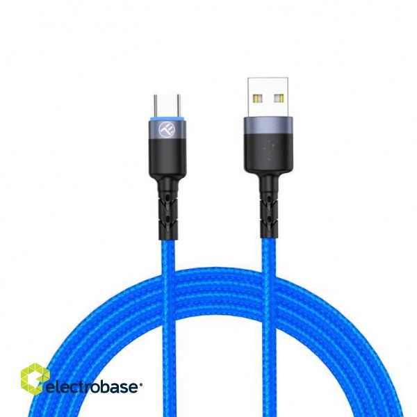 Tellur Data Cable USB to Type-C with LED Light 3A 1.2m Blue image 1