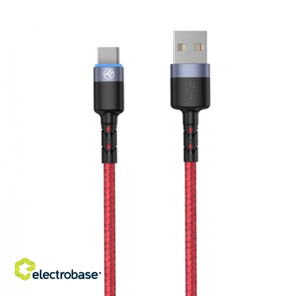 Tellur Data Cable USB to Type-C with LED Light 3A 1.2m Red image 3
