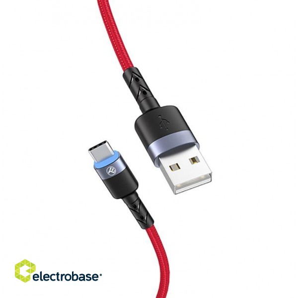 Tellur Data Cable USB to Type-C with LED Light 3A 1.2m Red paveikslėlis 4