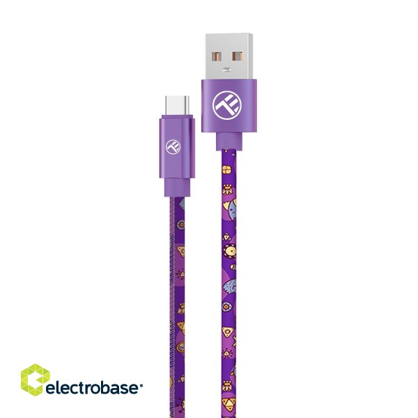Tellur Graffiti USB to Type-C cable 3A 1m purple