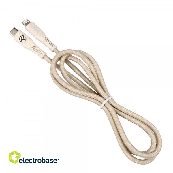 Tellur Green Data Cable Type-C To Lightning 2.4A PD20W 1m nylon cream image 2