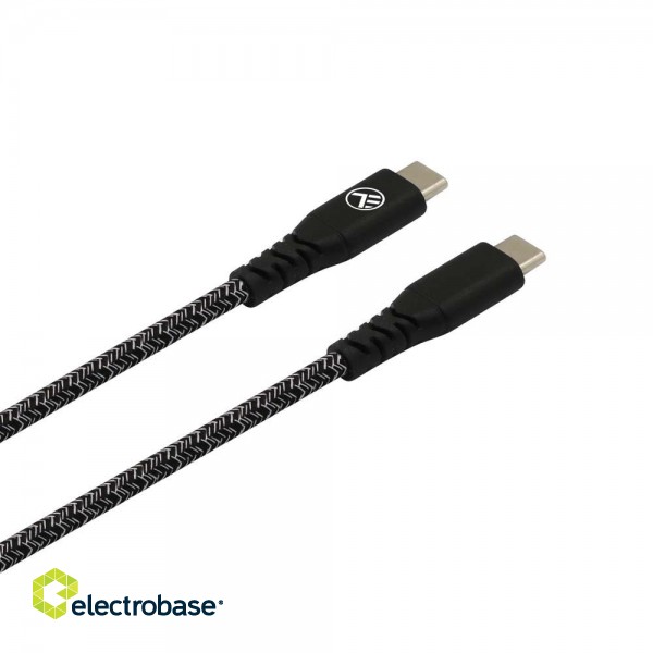Tellur Green Data cable Type-C to Type-C 3A PD60W 1m nylon black image 3