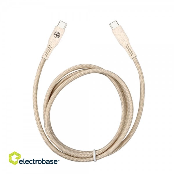 Tellur Green Data Cable Type-C to Type-C 3A PD60W 1m nylon cream фото 1