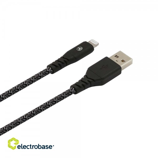 Tellur Green Data cable USB to Lightning 2.4A 1m nylon black image 2