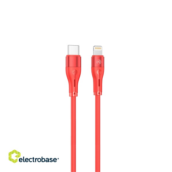 Tellur Silicone Type-C to Lightning cable PD30W 1m red image 1