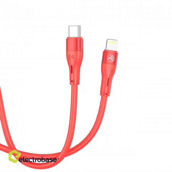 Tellur Silicone Type-C to Lightning cable PD30W 1m red image 2