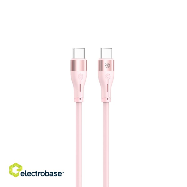 Tellur Silicone Type-C to Type-C cable PD60W 1m pink image 1