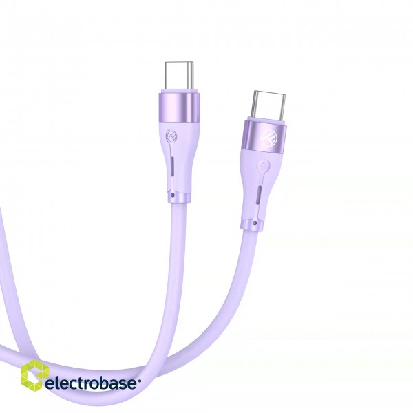 Tellur Silicone Type-C to Type-C cable PD60W 1m purple paveikslėlis 2