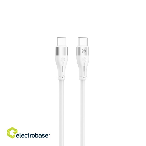 Tellur Silicone Type-C to Type-C cable PD60W 1m white image 1