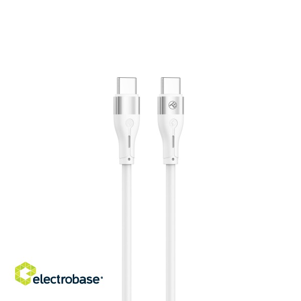 Tellur Silicone Type-C to Type-C cable PD60W 1m white paveikslėlis 1