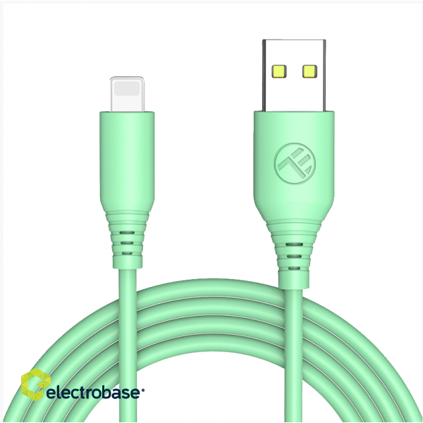 Tellur Silicone USB to Lightning Cable 3A 1m Green paveikslėlis 1