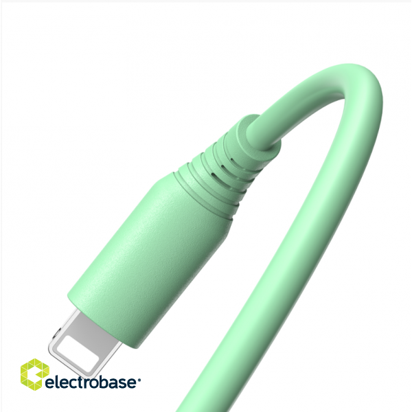 Tellur Silicone USB to Lightning Cable 3A 1m Green image 3