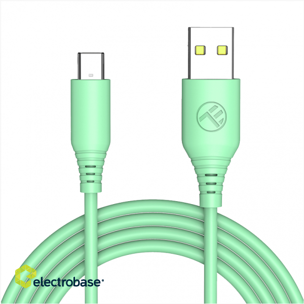 Tellur Silicone USB to Type-C Cable 3A 1m Green paveikslėlis 1